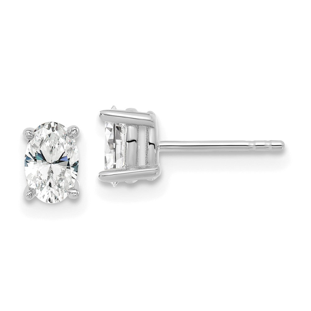 14k White Gold 2/3 ctw Lab Grown Diamond VS/SI+ G+ Oval 4 Prong Heavy Wt. Stud Earrings