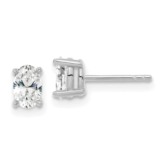 14k White Gold 2/3 ctw Lab Grown Diamond VS/SI+ G+ Oval 4 Prong Heavy Wt. Stud Earrings