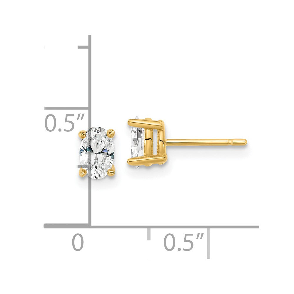 14k Yellow Gold 2/3 ctw Lab Grown Diamond VS/SI+ G+ Oval 4 Prong Heavy Wt. Stud Earrings