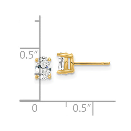 14k Yellow Gold 2/3 ctw Lab Grown Diamond VS/SI+ G+ Oval 4 Prong Heavy Wt. Stud Earrings