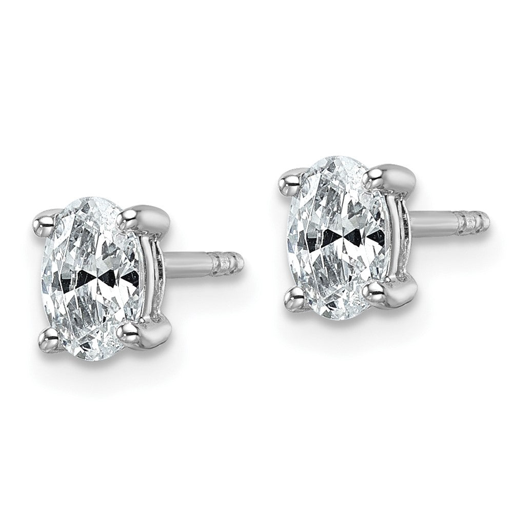 14K White Gold 3/4 Carat Certified Lab Grown Diamond Vs+ F+ Complete Oval Four Prong Stud Earrings