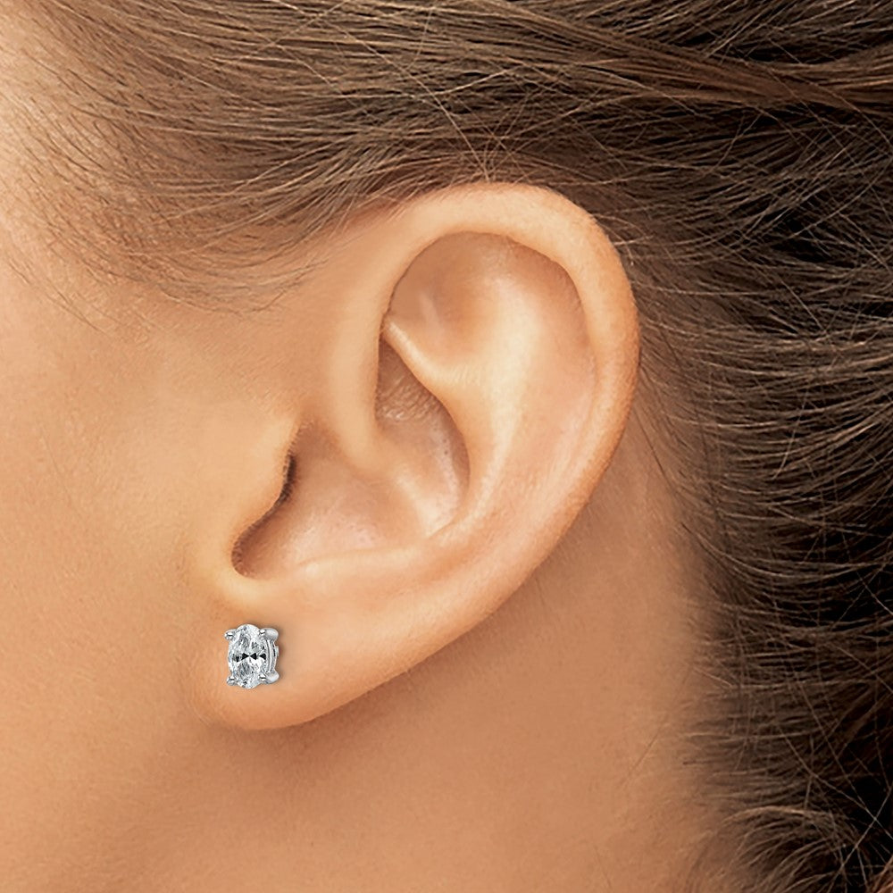 14k White Gold 3/4 ctw Certified Lab Grown Diamond VS/SI+ G+ Oval 4 Prong Heavy Wt. Stud Earrings
