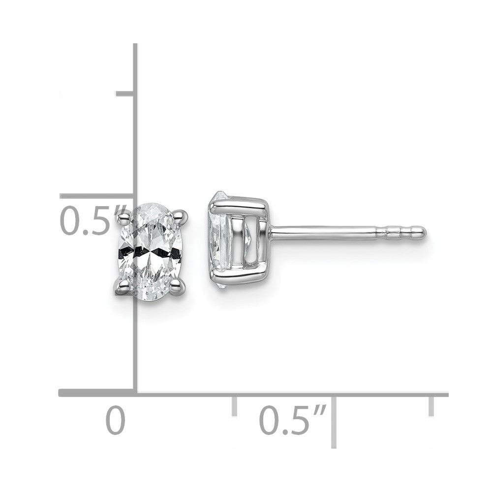 14K White Gold 3/4 Carat Lab Grown Diamond Vs+ F+ Complete Oval Four Prong Stud Earrings