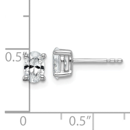 14K White Gold 3/4 Carat Lab Grown Diamond Vs+ F+ Complete Oval Four Prong Stud Earrings