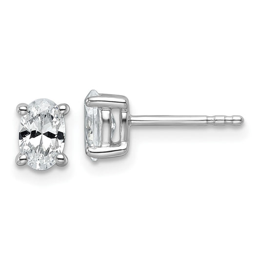 14K White Gold 3/4 Carat Certified Lab Grown Diamond Vs+ F+ Complete Oval Four Prong Stud Earrings