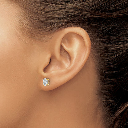 14k Yellow Gold 3/4 ctw Certified Lab Grown Diamond VS/SI+ G+ Oval 4 Prong Heavy Wt. Stud Earrings