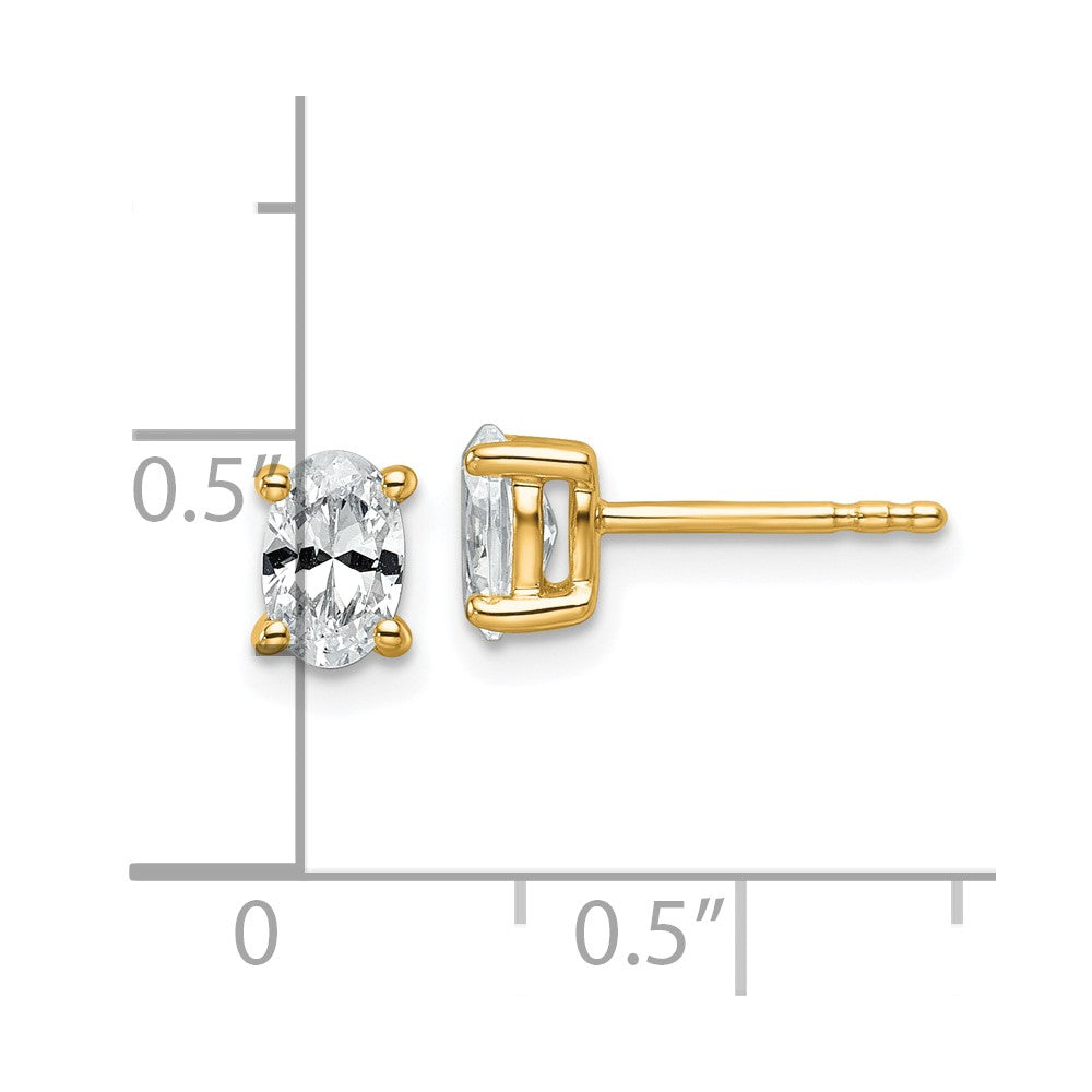 14k Yellow Gold 3/4 ctw Certified Lab Grown Diamond VS/SI+ G+ Oval 4 Prong Heavy Wt. Stud Earrings