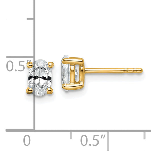 14K Yellow Gold 3/4 Carat Certified Lab Grown Diamond Vs+ F+ Complete Oval Four Prong Stud Earrings