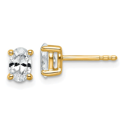 14K Yellow Gold 3/4 Carat Lab Grown Diamond Vs+ F+ Complete Oval Four Prong Stud Earrings