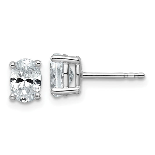 14k White Gold 3 Ct. Lab Grown Diamond VS/SI+ G+ Oval Complete Solitare Stud Post Earrings