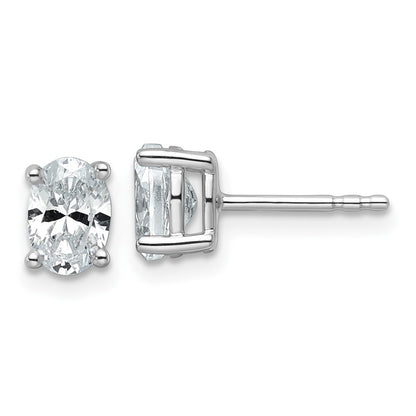 14K White Gold 1 Carat Certified Lab Grown Diamond Vs+ F+ Complete Oval Four Prong Stud Earrings