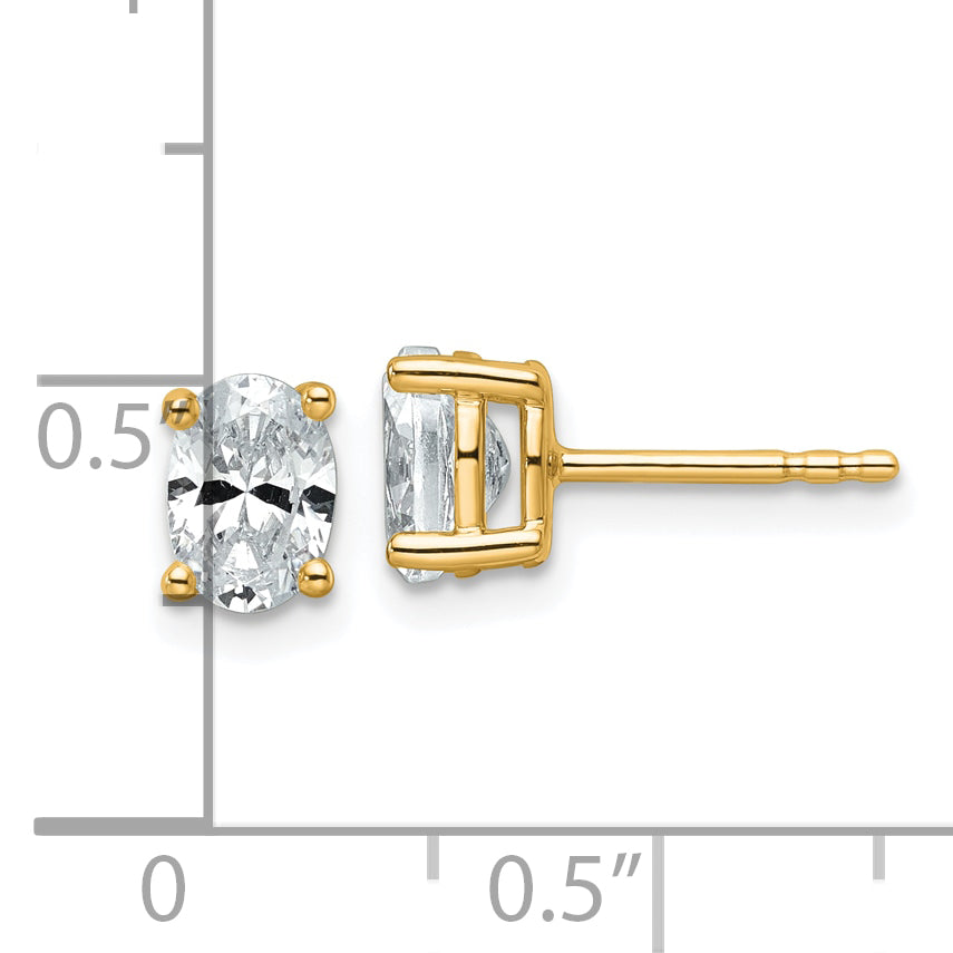 14k Yellow Gold 1 ctw Certified Lab Grown Diamond VS/SI+ G+ Oval 4 Prong Heavy Wt. Stud Earrings