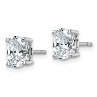 14K White Gold 1 1/2 Carat Lab Grown Diamond Vs+ F+ Complete Oval Four Prong Stud Earrings