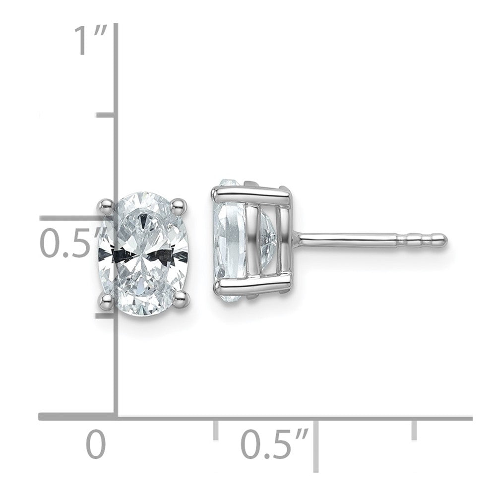 14K White Gold 1 1/2 Carat Certified Lab Grown Diamond Vs+ F+ Complete Oval Four Prong Stud Earrings