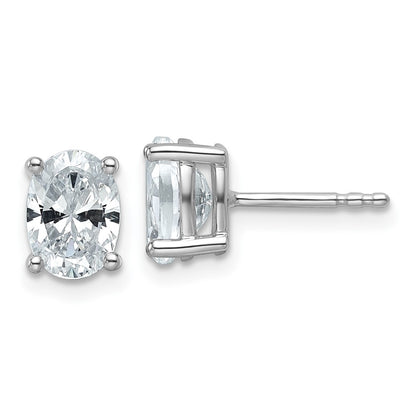 14K White Gold 1 1/2 Carat Certified Lab Grown Diamond Vs+ F+ Complete Oval Four Prong Stud Earrings