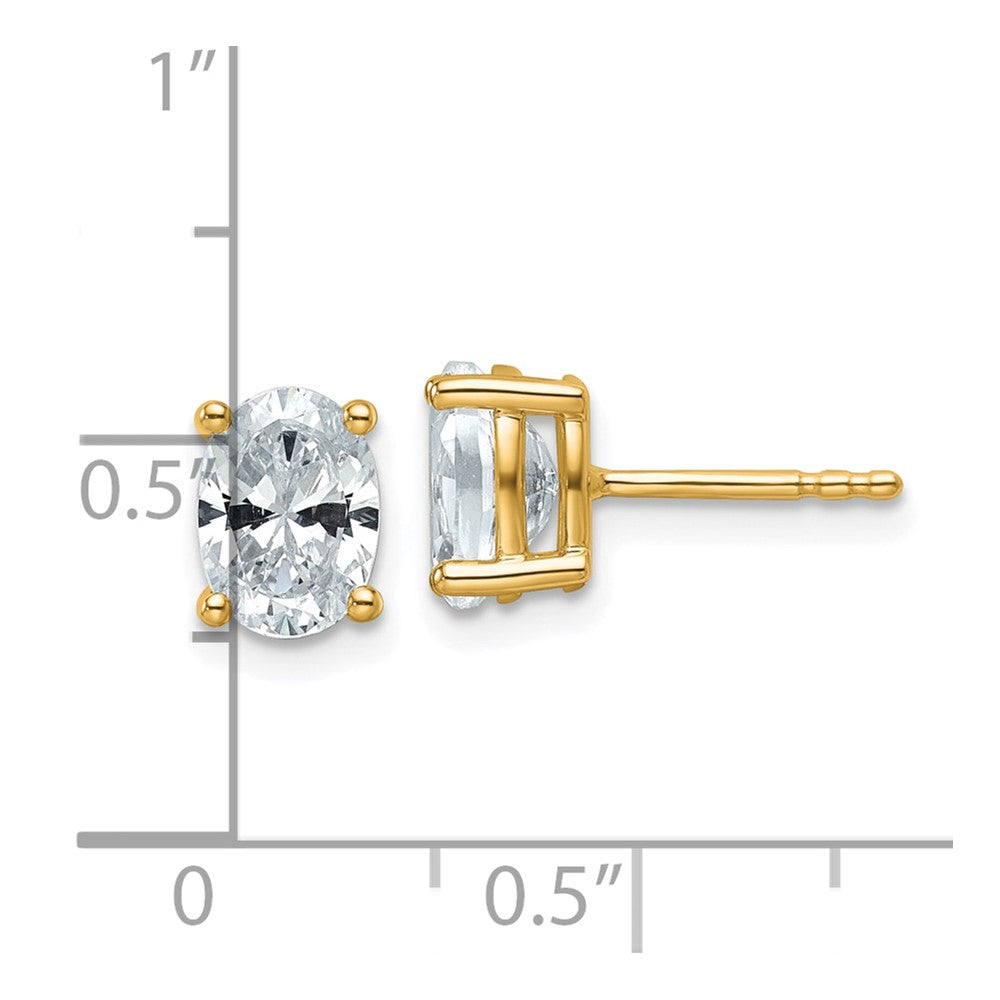 14k Yellow Gold 1 1/2 ctw Lab Grown Diamond VS/SI+ G+ Oval 4 Prong Heavy Wt. Stud Earrings