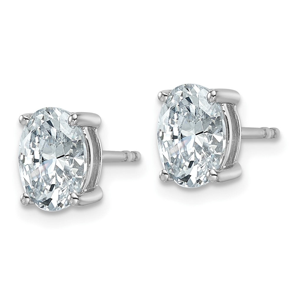 14K White Gold 2 Carat Certified Lab Grown Diamond Vs+ F+ Complete Oval Four Prong Stud Earrings