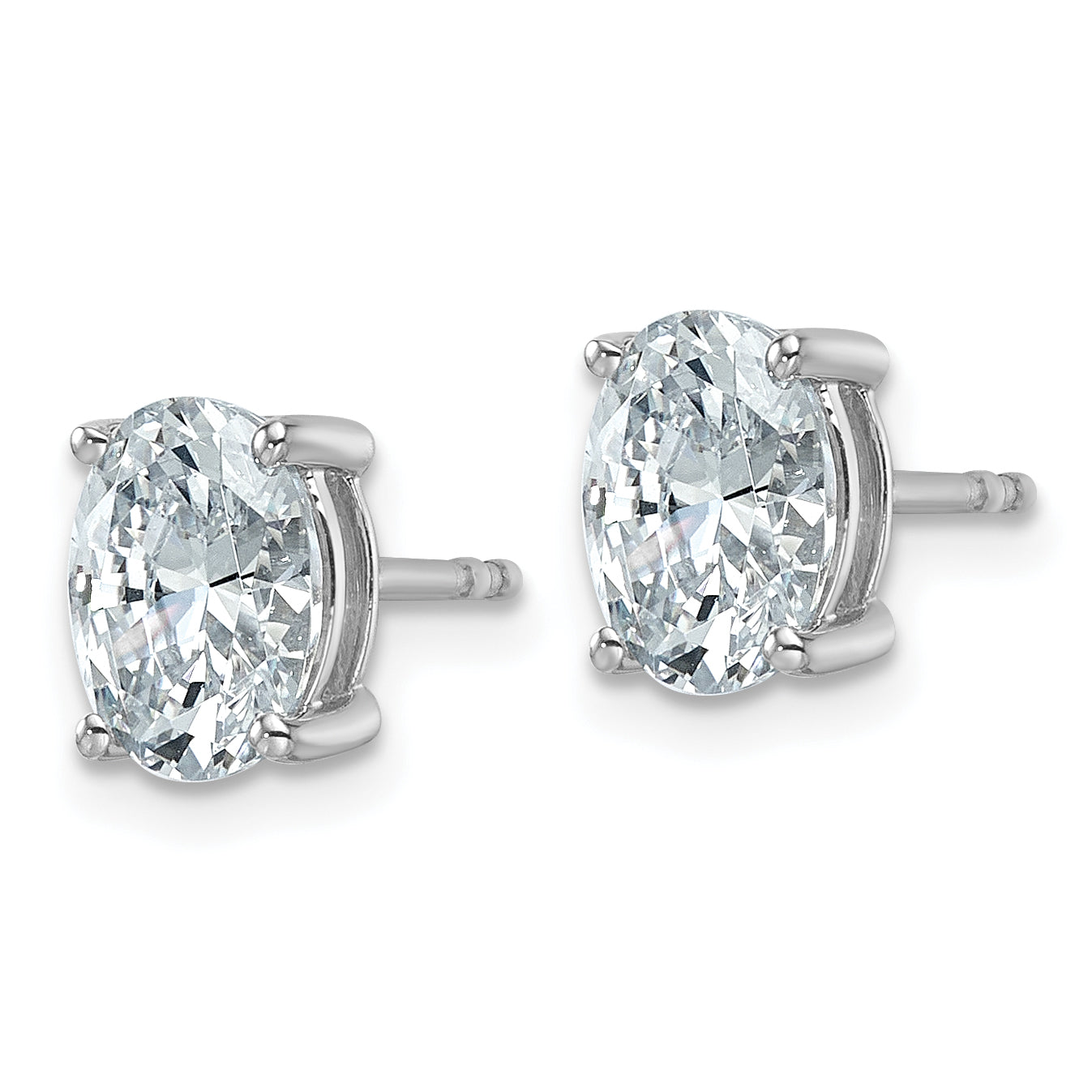 14k White Gold 2 ctw Lab Grown Diamond VS/SI+ G+ Oval 4 Prong Heavy Wt. Stud Earrings