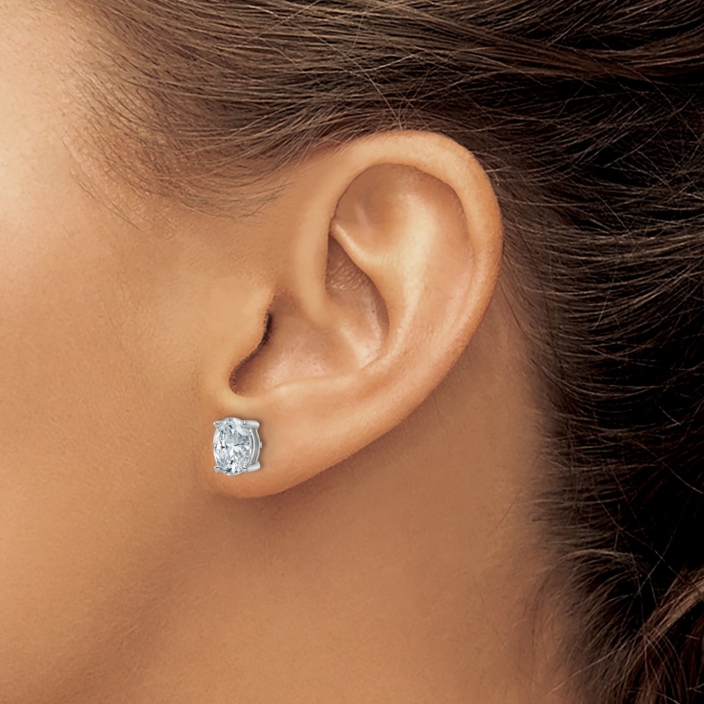 14k White Gold 2 ctw Lab Grown Diamond VS/SI+ G+ Oval 4 Prong Heavy Wt. Stud Earrings