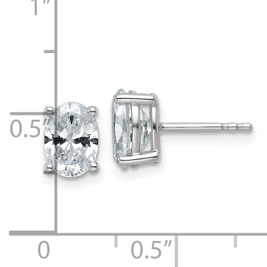 14k White Gold 2 ctw Certified Lab Grown Diamond VS/SI+ G+ Oval 4 Prong Heavy Wt. Stud Earrings