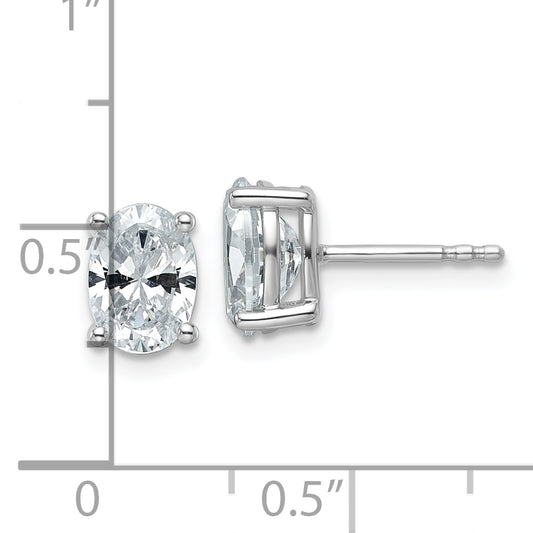 14k White Gold 2 ctw Lab Grown Diamond VS/SI+ G+ Oval 4 Prong Heavy Wt. Stud Earrings
