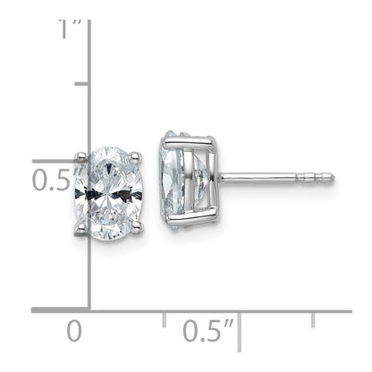 14K White Gold 2 Carat Lab Grown Diamond Vs+ F+ Complete Oval Four Prong Stud Earrings