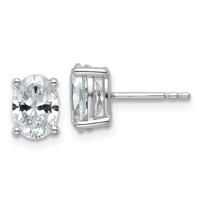 14K White Gold 2 Carat Certified Lab Grown Diamond Vs+ F+ Complete Oval Four Prong Stud Earrings