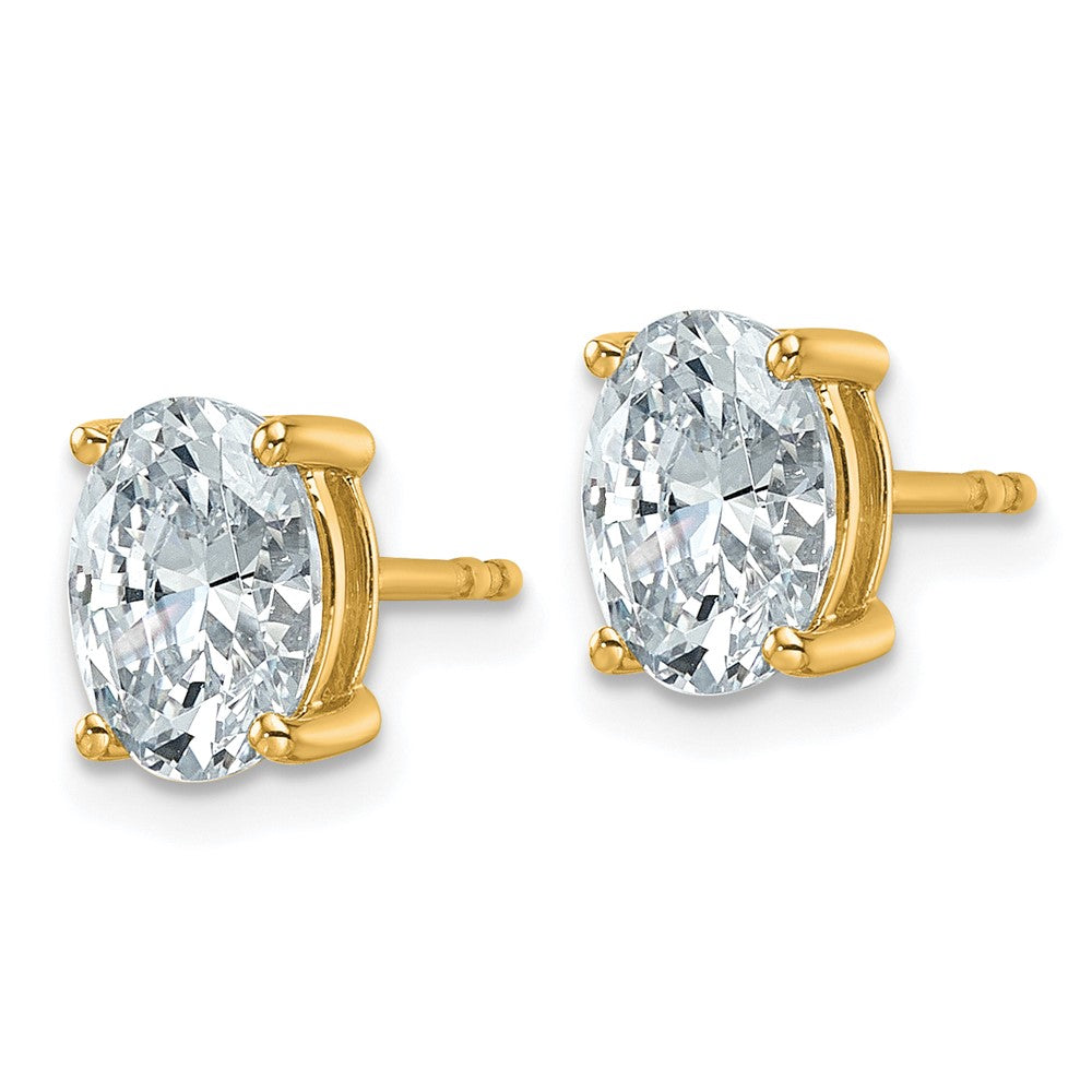 14k Yellow Gold 2 ctw Certified Lab Grown Diamond VS/SI+ G+ Oval 4 Prong Heavy Wt. Stud Earrings