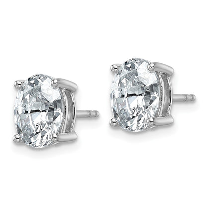 14K White Gold 3 Carat Certified Lab Grown Diamond Vs+ F+ Complete Oval Four Prong Stud Earrings