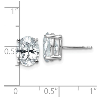 14K White Gold 3 Carat Certified Lab Grown Diamond Vs+ F+ Complete Oval Four Prong Stud Earrings
