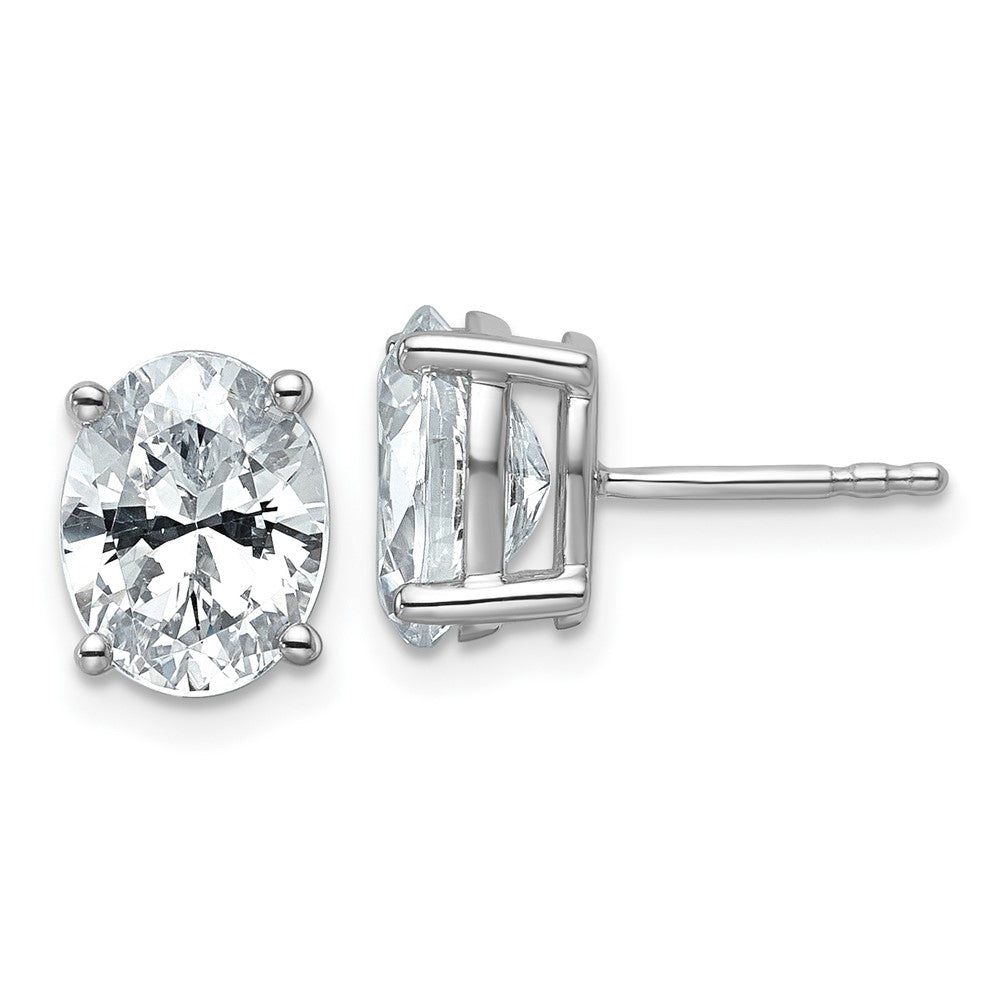 14K White Gold 3 Carat Certified Lab Grown Diamond Vs+ F+ Complete Oval Four Prong Stud Earrings