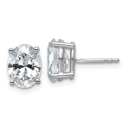 14K White Gold 3 Carat Certified Lab Grown Diamond Vs+ F+ Complete Oval Four Prong Stud Earrings