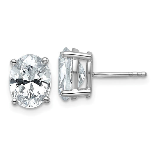 14K White Gold 3 Carat Certified Lab Grown Diamond Vs+ F+ Complete Oval Four Prong Stud Earrings
