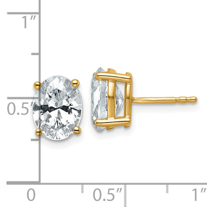 14K Yellow Gold 3 Carat Lab Grown Diamond Vs+ F+ Complete Oval Four Prong Stud Earrings