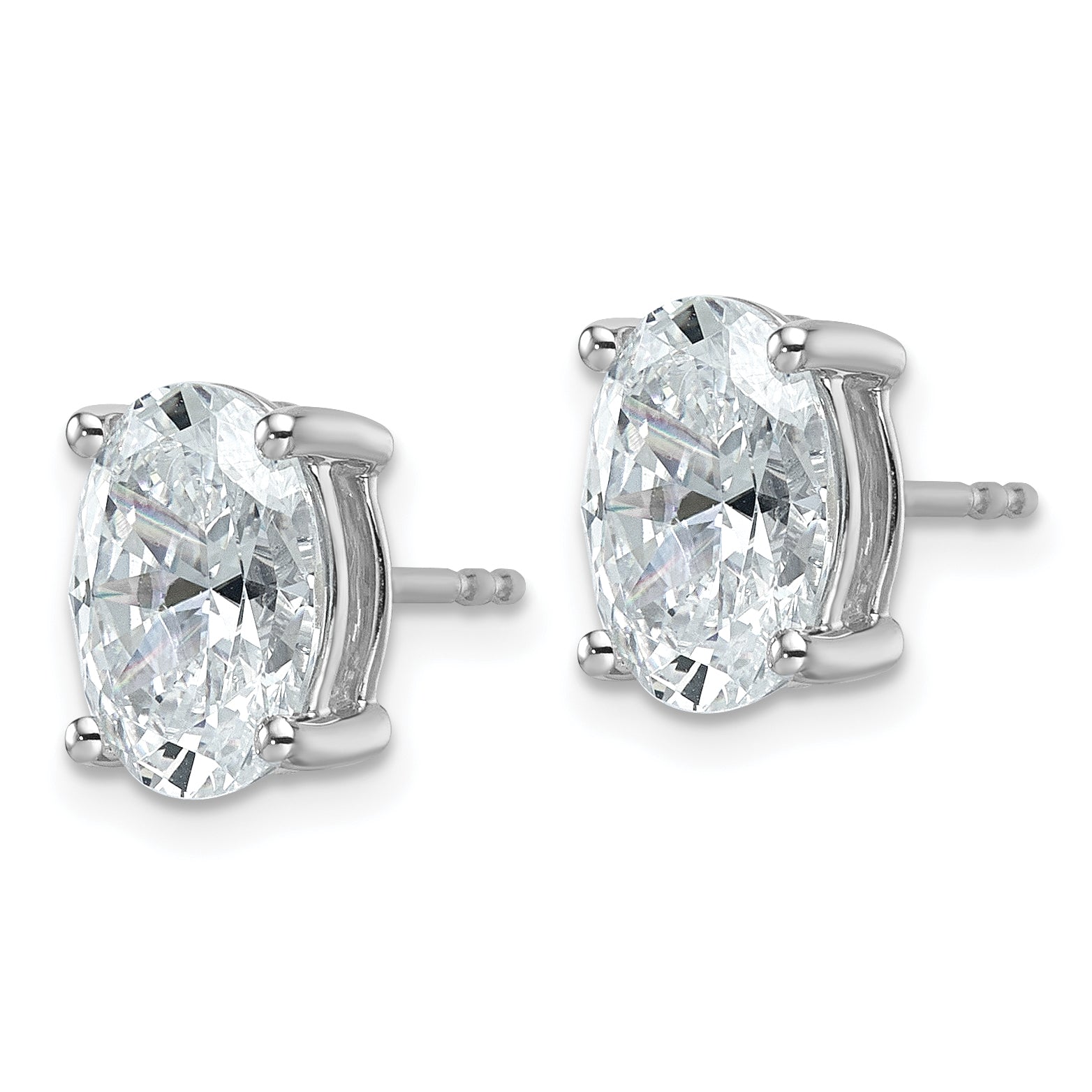 14k White Gold 4 ctw Certified Lab Grown Diamond VS/SI+ G+ Oval 4 Prong Heavy Wt. Stud Earrings