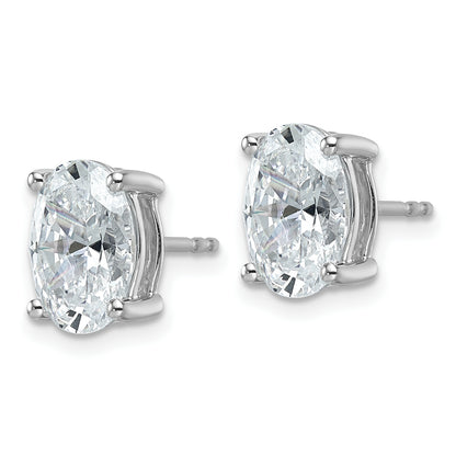 14k White Gold 4 ctw Certified Lab Grown Diamond VS/SI+ G+ Oval 4 Prong Heavy Wt. Stud Earrings