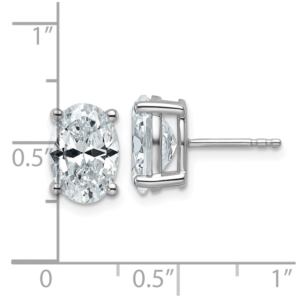 14k White Gold 4 ctw Lab Grown Diamond VS/SI+ G+ Oval 4 Prong Heavy Wt. Stud Earrings