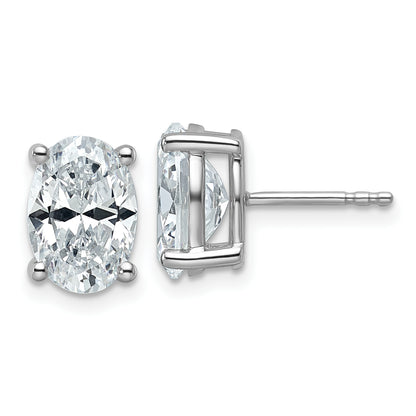 14k White Gold 4 ctw Certified Lab Grown Diamond VS/SI+ G+ Oval 4 Prong Heavy Wt. Stud Earrings