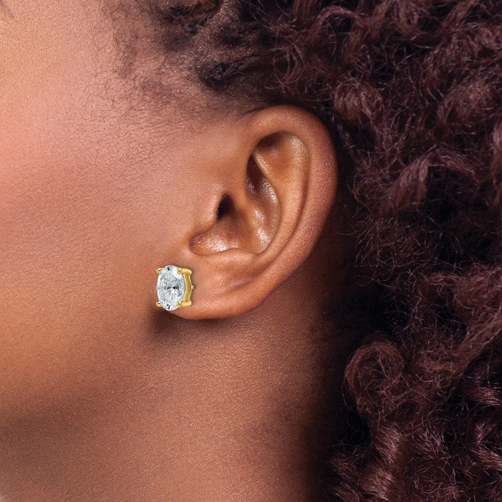 14k Yellow Gold 4 ctw Certified Lab Grown Diamond VS/SI+ G+ Oval 4 Prong Heavy Wt. Stud Earrings