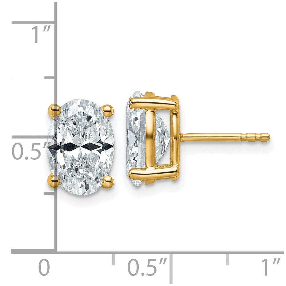 14k Yellow Gold 4 ctw Certified Lab Grown Diamond VS/SI+ G+ Oval 4 Prong Heavy Wt. Stud Earrings