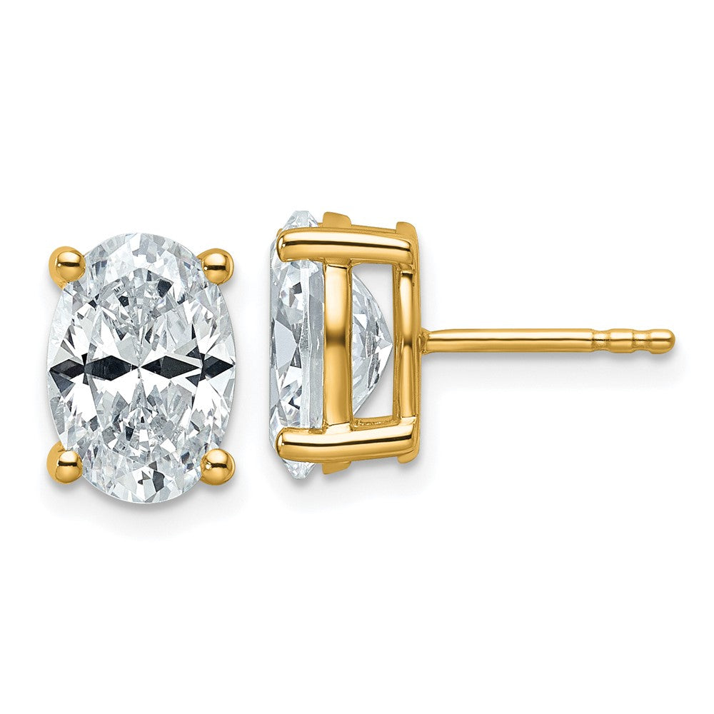14k Yellow Gold 4 ctw Certified Lab Grown Diamond VS/SI+ G+ Oval 4 Prong Heavy Wt. Stud Earrings