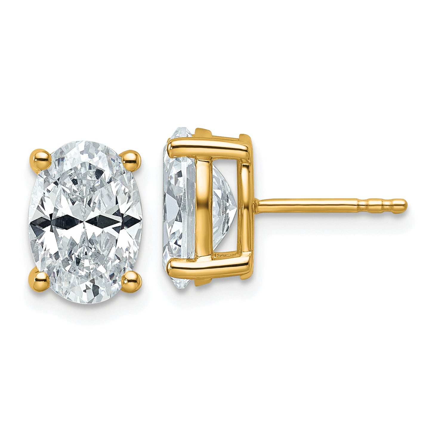 14k Yellow Gold 4 ctw Lab Grown Diamond VS/SI+ G+ Oval 4 Prong Heavy Wt. Stud Earrings