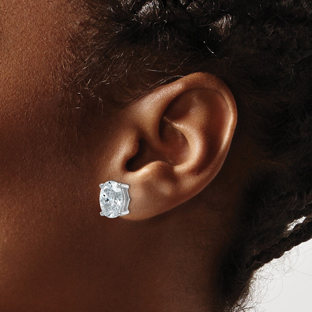 14k White Gold 5 ctw Certified Lab Grown Diamond VS/SI+ G+ Oval 4 Prong Heavy Wt. Stud Earrings