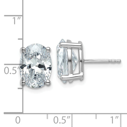 14K White Gold 5 Carat Lab Grown Diamond Vs+ F+ Complete Oval Four Prong Stud Earrings