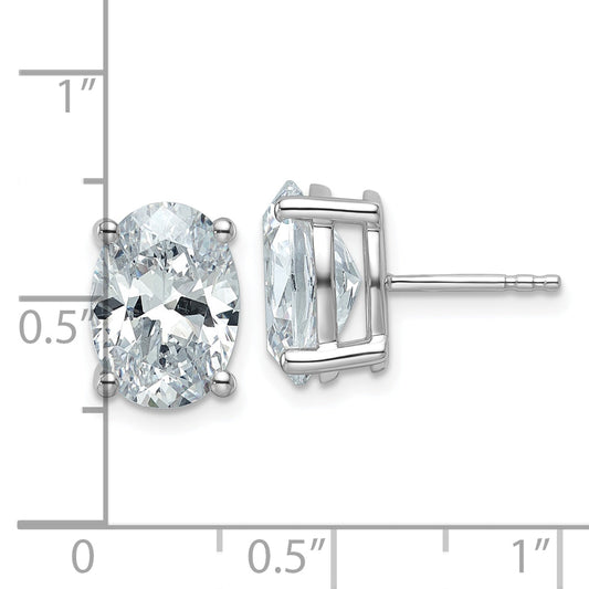 14K White Gold 5 Carat Lab Grown Diamond Vs+ F+ Complete Oval Four Prong Stud Earrings