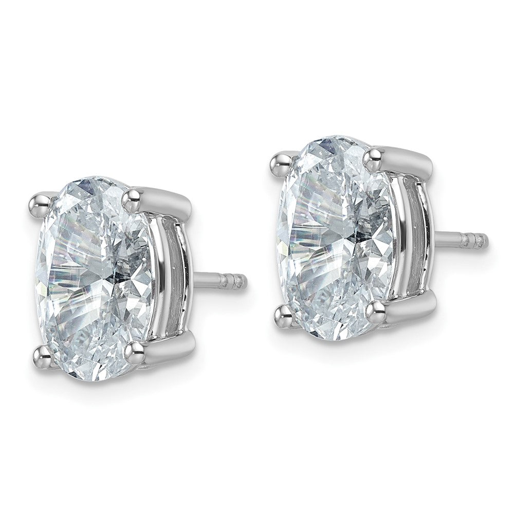 14K White Gold 6 Carat Lab Grown Diamond Vs+ F+ Complete Oval Four Prong Stud Earrings