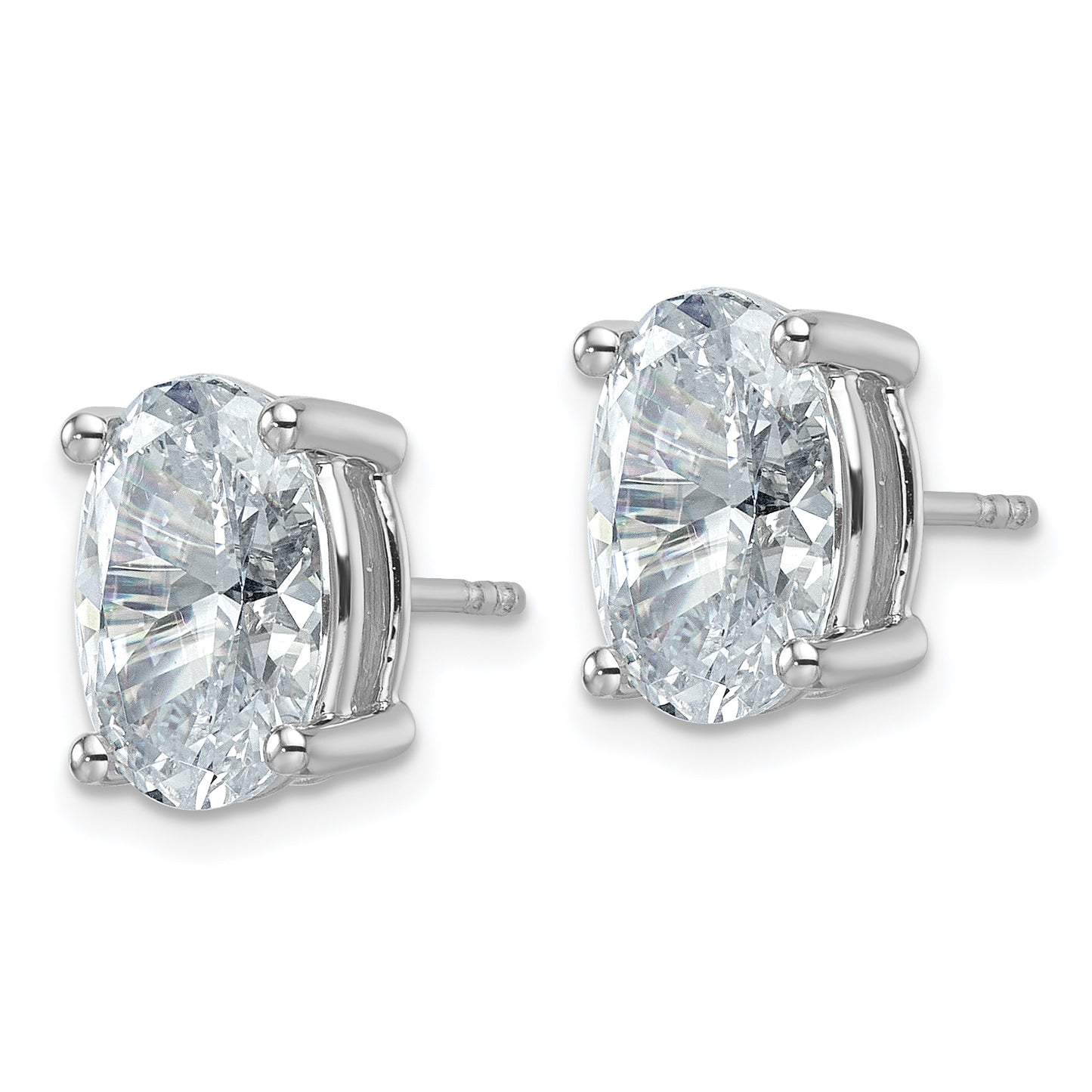 14k White Gold 6 ctw Lab Grown Diamond VS/SI+ G+ Oval 4 Prong Heavy Wt. Stud Earrings