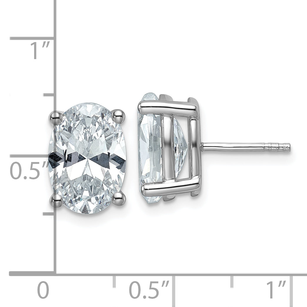 14k White Gold 6 ctw Lab Grown Diamond VS/SI+ G+ Oval 4 Prong Heavy Wt. Stud Earrings
