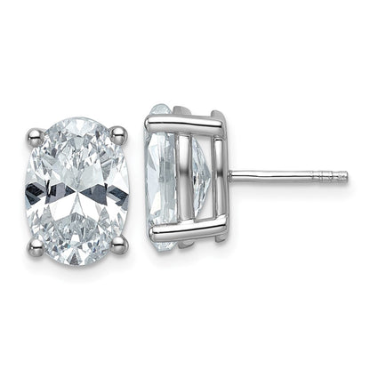14K White Gold 6 Carat Lab Grown Diamond Vs+ F+ Complete Oval Four Prong Stud Earrings