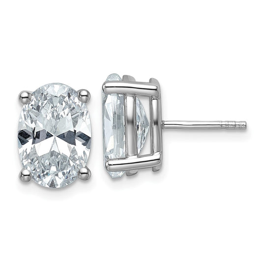 14K White Gold 6 Carat Lab Grown Diamond Vs+ F+ Complete Oval Four Prong Stud Earrings